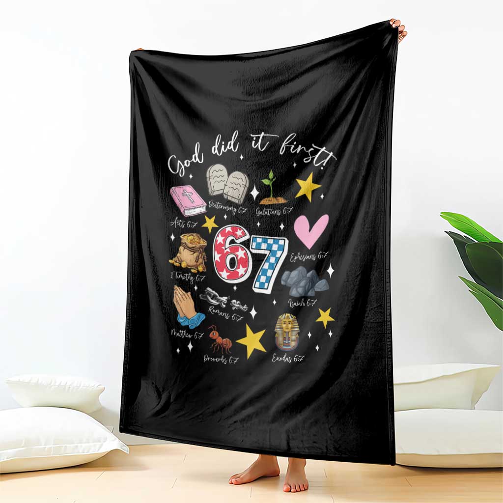 Funny 67 Christian Throw Blanket God Did It First Six Seven Meme Bible Verses TS11 Print Your Wear