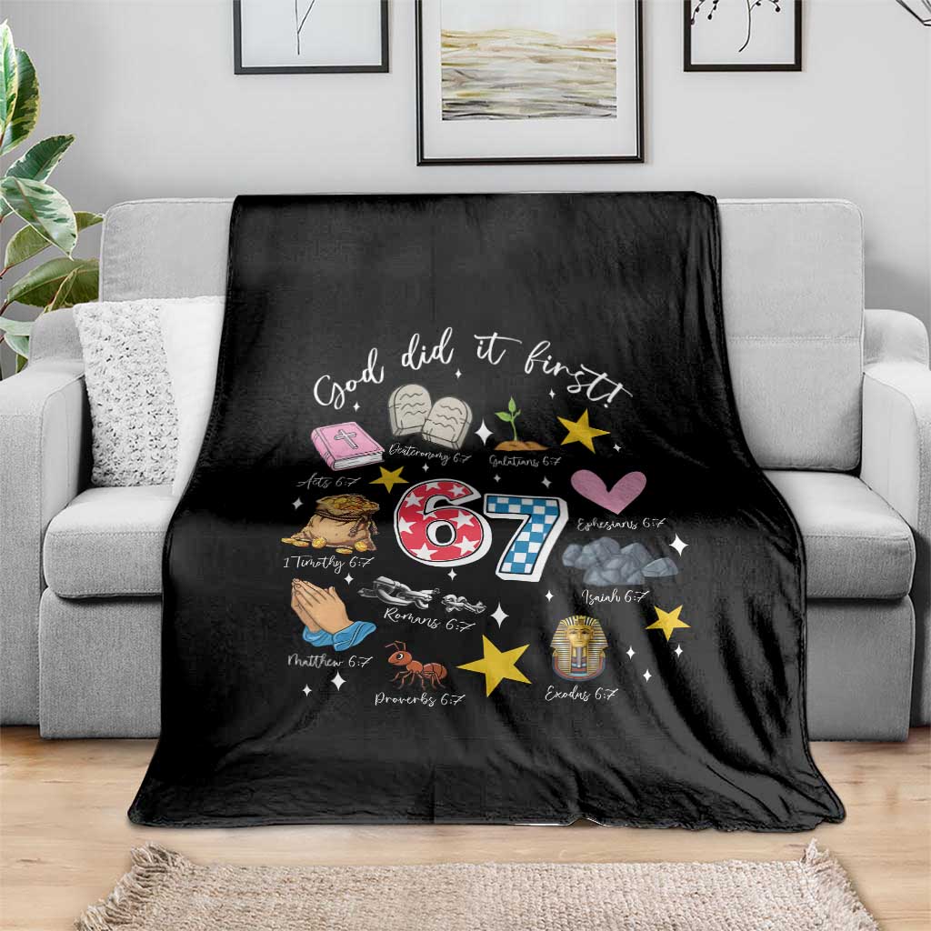 Funny 67 Christian Throw Blanket God Did It First Six Seven Meme Bible Verses TS11 Print Your Wear