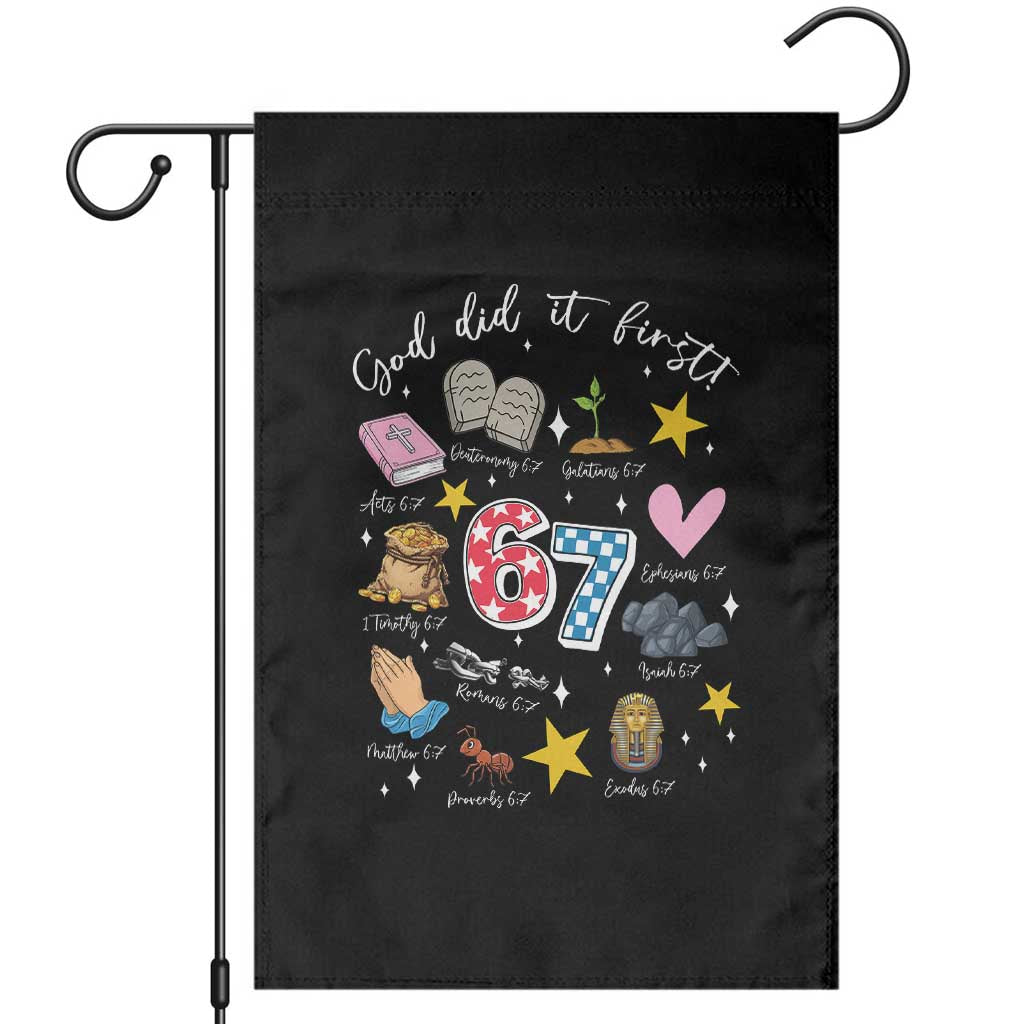 Funny 67 Christian Garden Flag God Did It First Six Seven Meme Bible Verses TS11 Black Print Your Wear