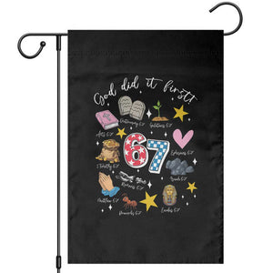 Funny 67 Christian Garden Flag God Did It First Six Seven Meme Bible Verses TS11 Black Print Your Wear