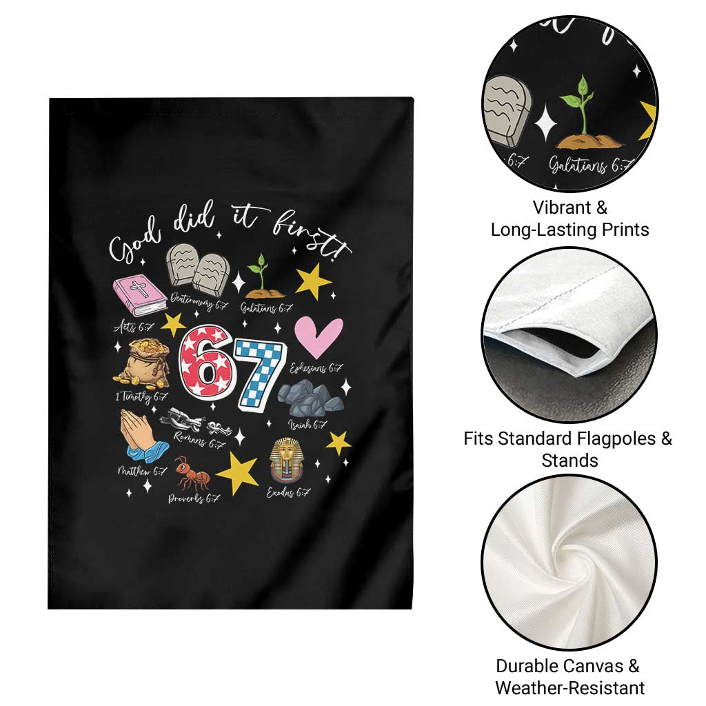 Funny 67 Christian Garden Flag God Did It First Six Seven Meme Bible Verses TS11 Print Your Wear