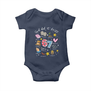 Funny 67 Christian Baby Onesie God Did It First Six Seven Meme Bible Verses TS11 Navy Print Your Wear