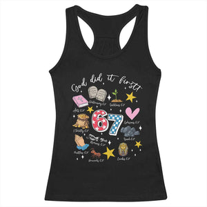 Funny 67 Christian Racerback Tank Top God Did It First Six Seven Meme Bible Verses TS11 Black Print Your Wear