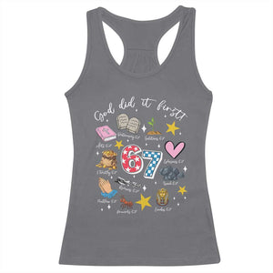 Funny 67 Christian Racerback Tank Top God Did It First Six Seven Meme Bible Verses TS11 Charcoal Print Your Wear