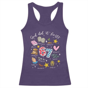 Funny 67 Christian Racerback Tank Top God Did It First Six Seven Meme Bible Verses TS11 Purple Print Your Wear