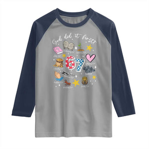 Funny 67 Christian Raglan Shirt God Did It First Six Seven Meme Bible Verses TS11 Sport Gray Navy Print Your Wear
