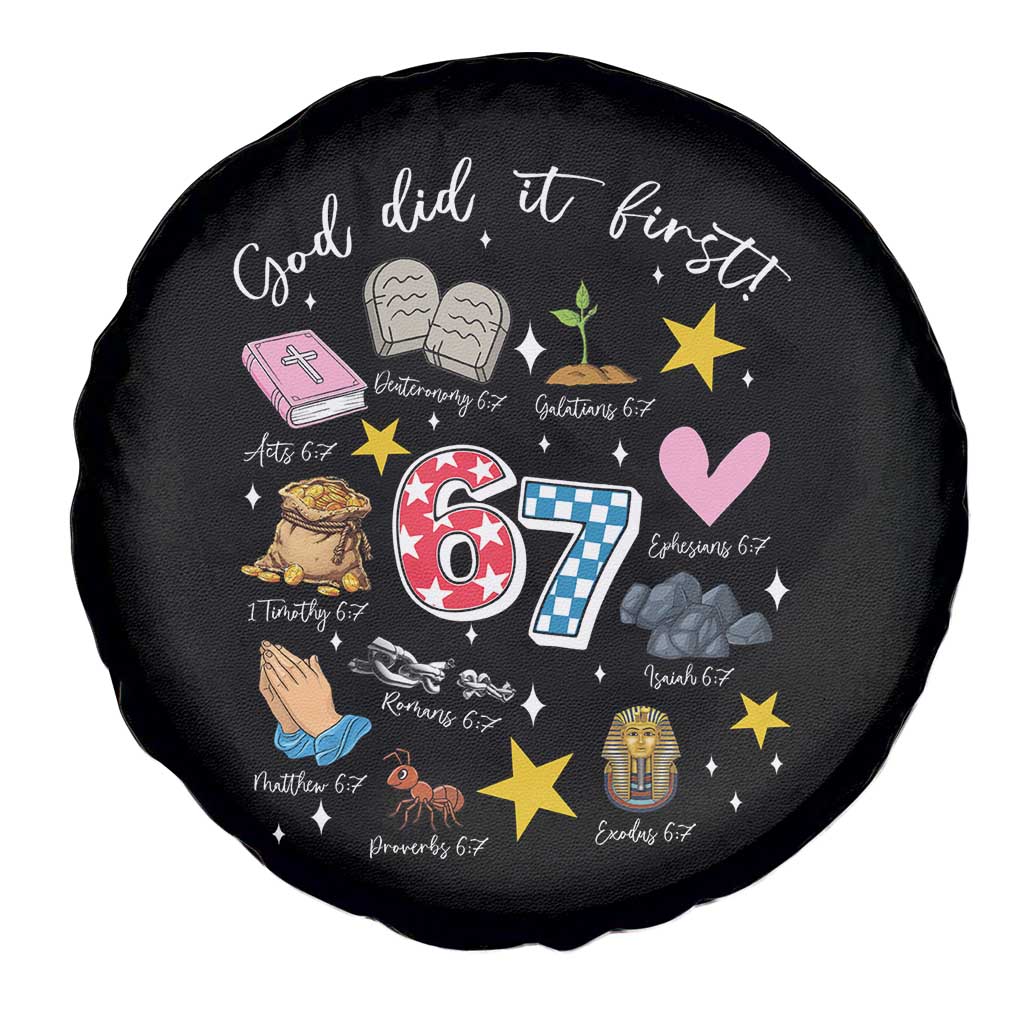 Funny 67 Christian Spare Tire Cover God Did It First Six Seven Meme Bible Verses TS11 Print Your Wear