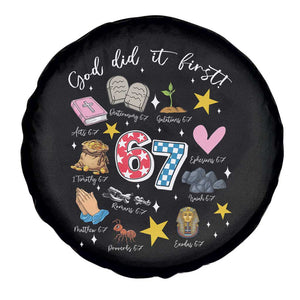 Funny 67 Christian Spare Tire Cover God Did It First Six Seven Meme Bible Verses TS11 Print Your Wear