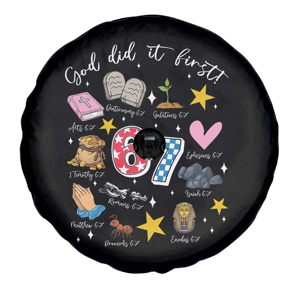 Funny 67 Christian Spare Tire Cover God Did It First Six Seven Meme Bible Verses TS11 Print Your Wear
