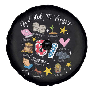 Funny 67 Christian Spare Tire Cover God Did It First Six Seven Meme Bible Verses TS11 Print Your Wear