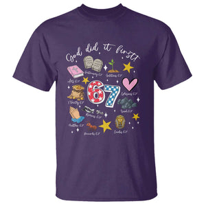 Funny 67 Christian T Shirt God Did It First Six Seven Meme Bible Verses TS11 Purple Print Your Wear