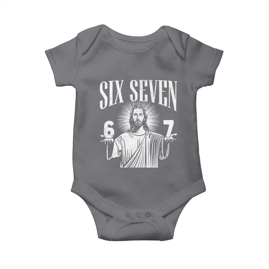 Funny Jesus 67 Baby Onesie God Six Seven Meme Religious Christian TS11 Charcoal Print Your Wear
