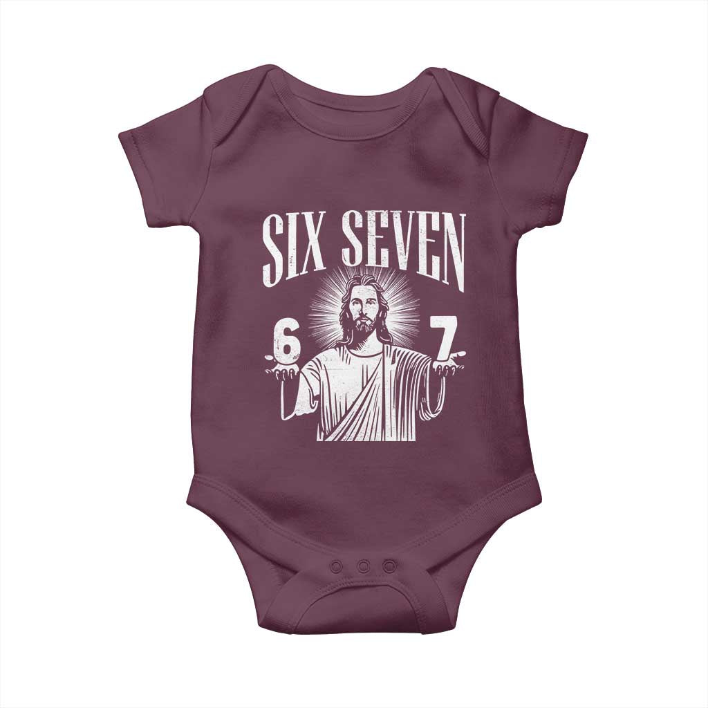 Funny Jesus 67 Baby Onesie God Six Seven Meme Religious Christian TS11 Maroon Print Your Wear