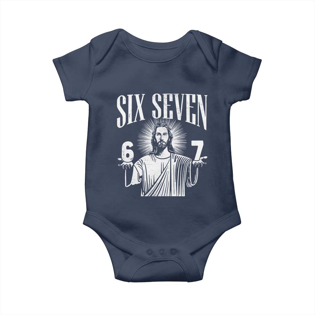 Funny Jesus 67 Baby Onesie God Six Seven Meme Religious Christian TS11 Navy Print Your Wear