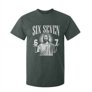 Funny Jesus 67 T Shirt For Kid God Six Seven Meme Religious Christian TS11 Dark Forest Green Print Your Wear