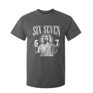 Funny Jesus 67 T Shirt For Kid God Six Seven Meme Religious Christian TS11 Dark Heather Print Your Wear