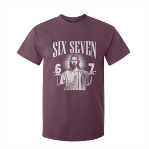 Funny Jesus 67 T Shirt For Kid God Six Seven Meme Religious Christian TS11 Maroon Print Your Wear