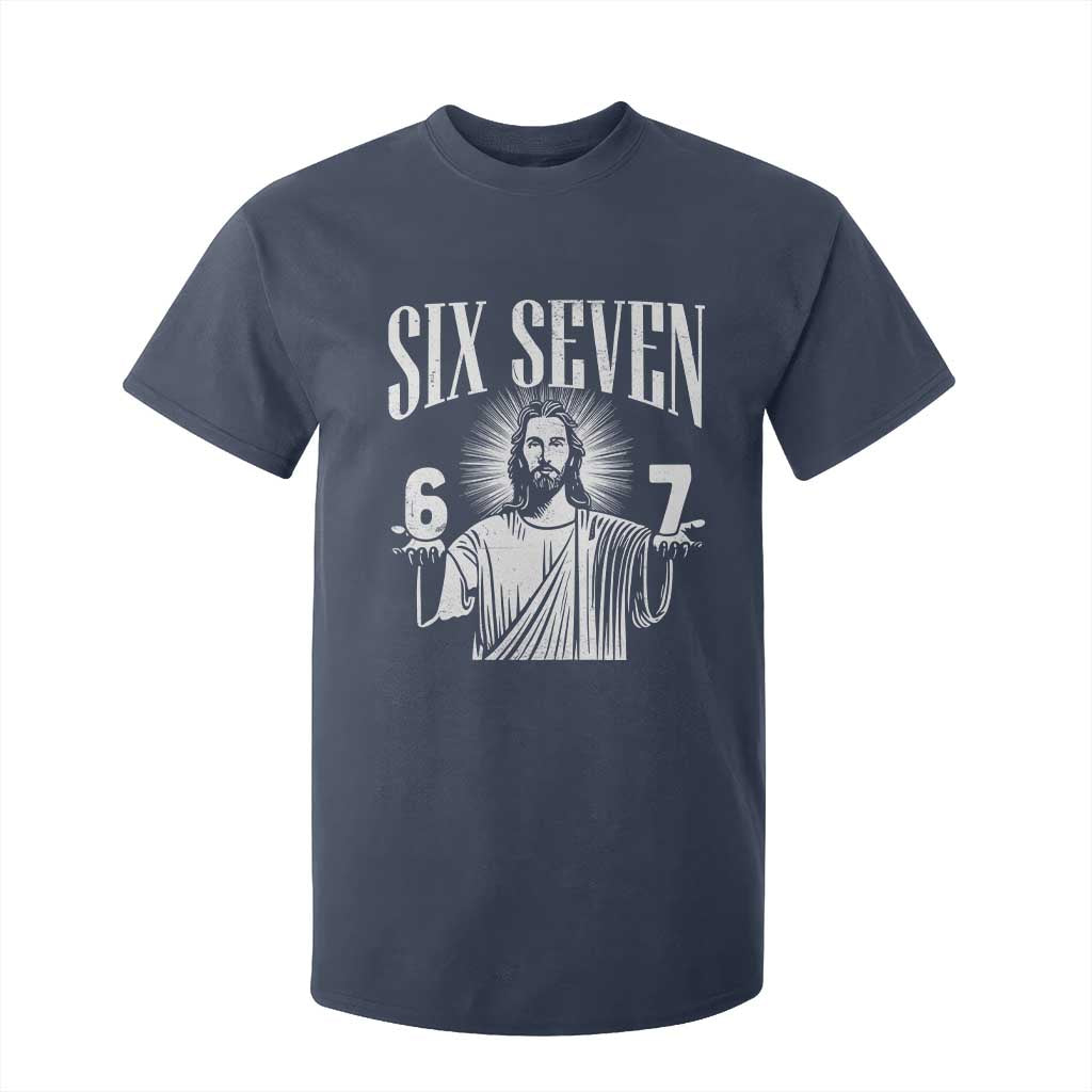 Funny Jesus 67 T Shirt For Kid God Six Seven Meme Religious Christian TS11 Navy Print Your Wear