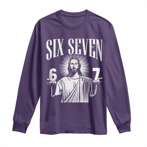 Funny Jesus 67 Long Sleeve Shirt God Six Seven Meme Religious Christian TS11 Purple Print Your Wear
