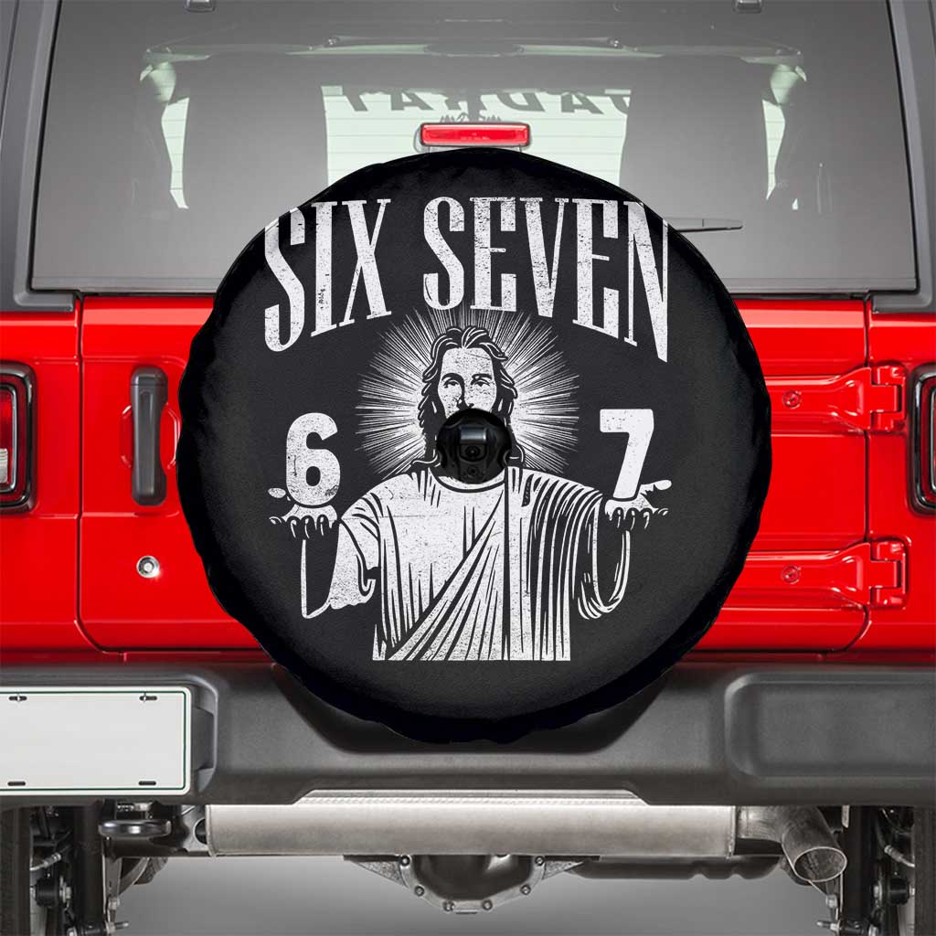 Funny Jesus 67 Spare Tire Cover God Six Seven Meme Religious Christian TS11 Black Print Your Wear