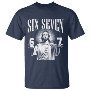 Funny Jesus 67 T Shirt - God Six Seven Meme Religious Christian Humor Tee TS11 Navy Print Your Wear