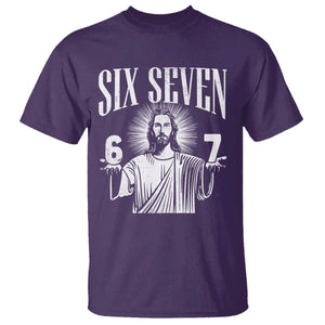 Funny Jesus 67 T Shirt - God Six Seven Meme Religious Christian Humor Tee TS11 Purple Print Your Wear