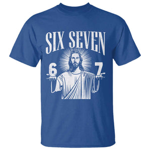 Funny Jesus 67 T Shirt - God Six Seven Meme Religious Christian Humor Tee TS11 Royal Blue Print Your Wear