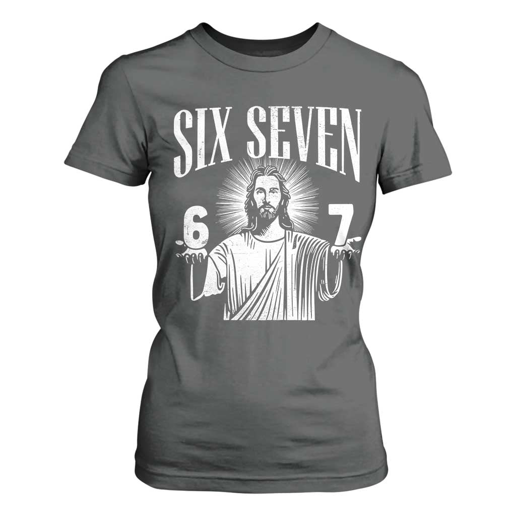 Funny Jesus 67 T Shirt For Women God Six Seven Meme Religious Christian TS11 Dark Heather Print Your Wear
