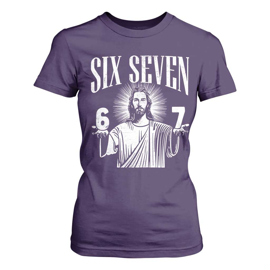 Funny Jesus 67 T Shirt For Women God Six Seven Meme Religious Christian TS11 Purple Print Your Wear