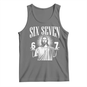 Funny Jesus 67 Tank Top God Six Seven Meme Religious Christian TS11 Black Heather Print Your Wear