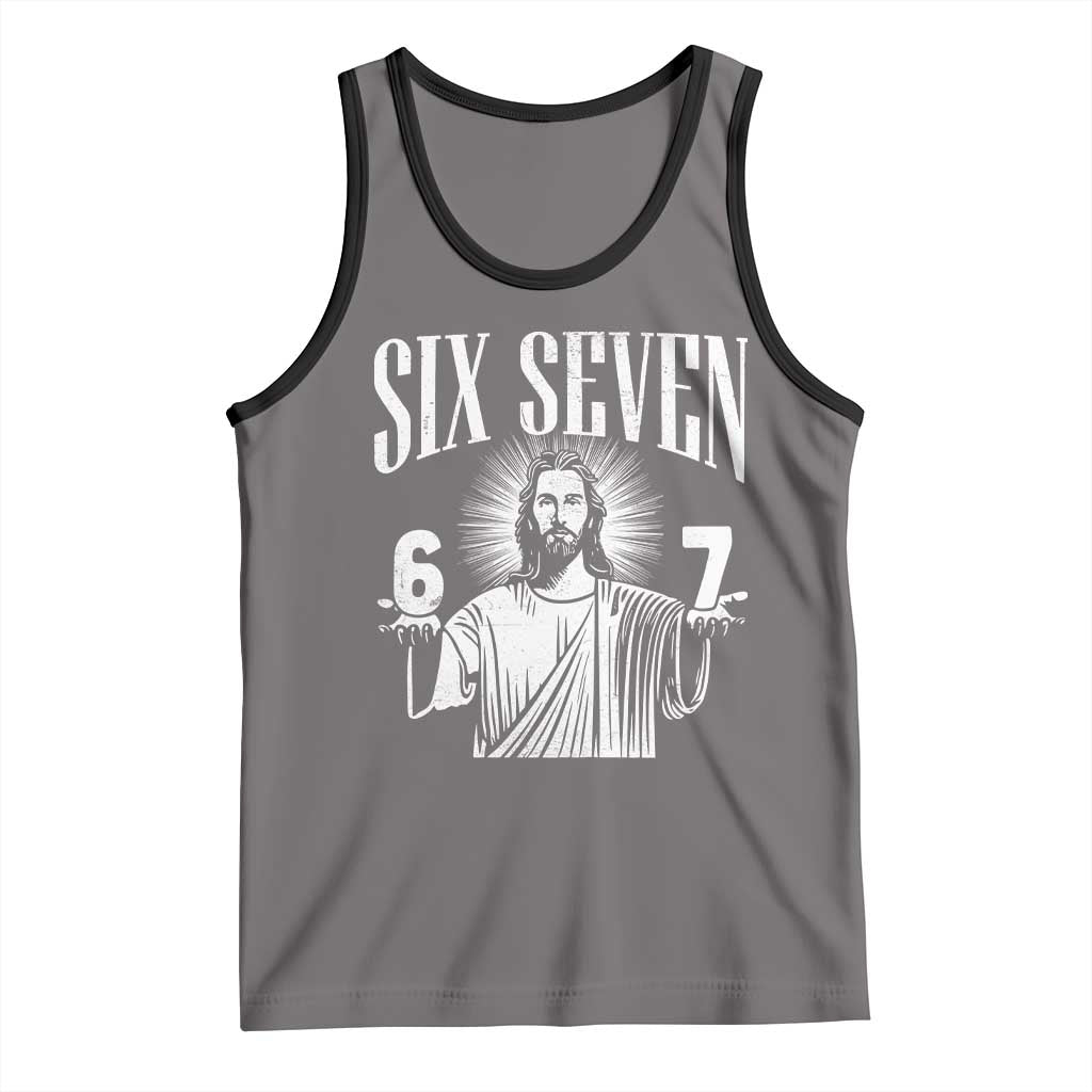 Funny Jesus 67 Tank Top God Six Seven Meme Religious Christian TS11 Deep Heather Black Print Your Wear