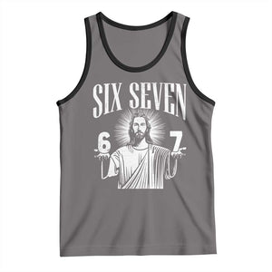 Funny Jesus 67 Tank Top God Six Seven Meme Religious Christian TS11 Deep Heather Black Print Your Wear