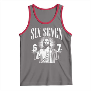 Funny Jesus 67 Tank Top God Six Seven Meme Religious Christian TS11 Deep Heather Red Print Your Wear
