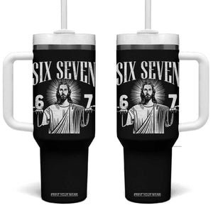 Funny Jesus 67 Tumbler With Handle God Six Seven Meme Religious Christian TS11 One Size: 40 oz Black Print Your Wear
