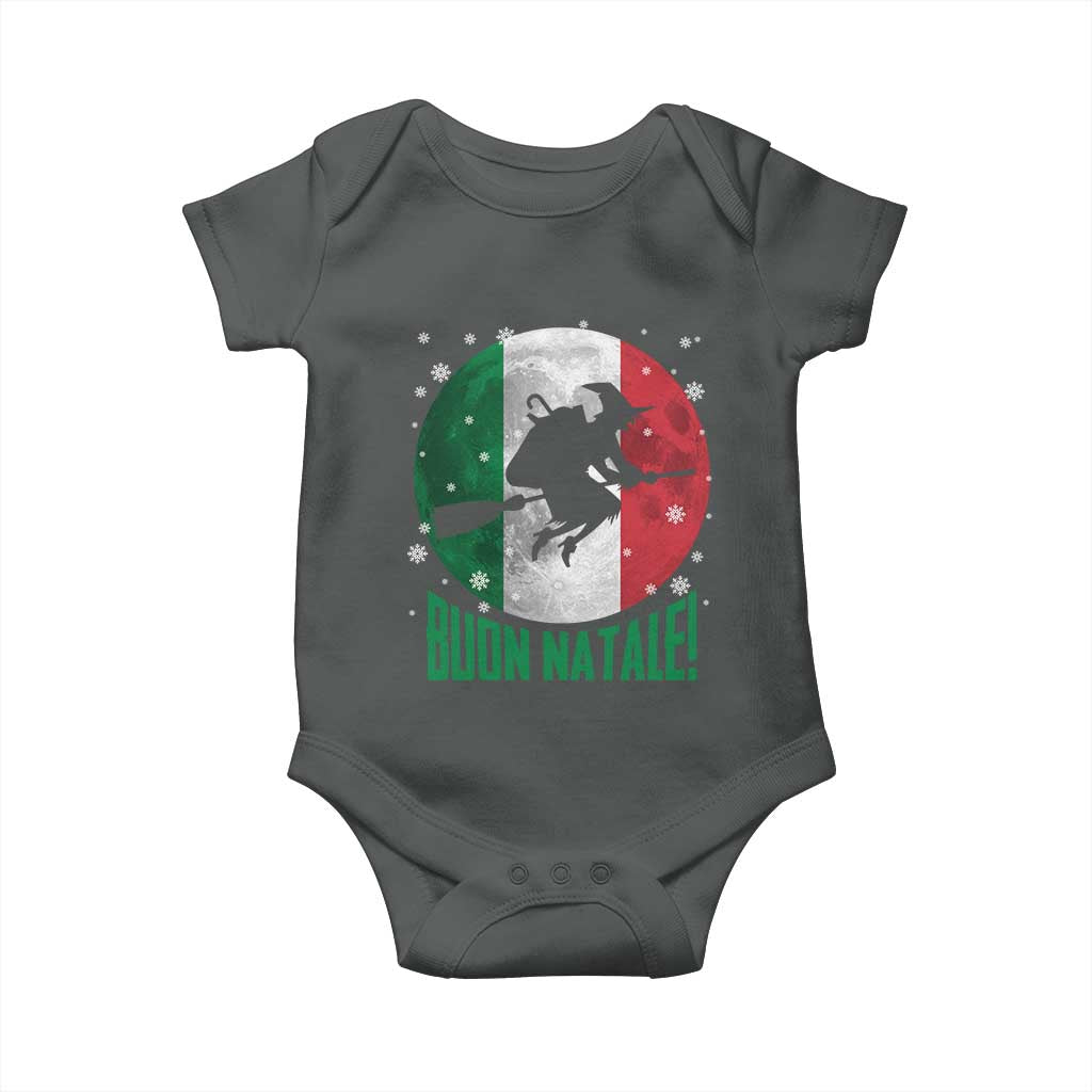 Buon Natale Italian Christmas Baby Onesie La Befana Italian Folklore Witch TS11 Dark Heather Print Your Wear