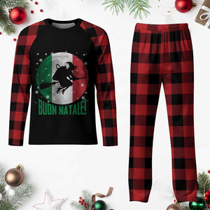 Buon Natale Italian Christmas Plaid Pajama Set La Befana Italian Folklore Witch - Print Your Wear