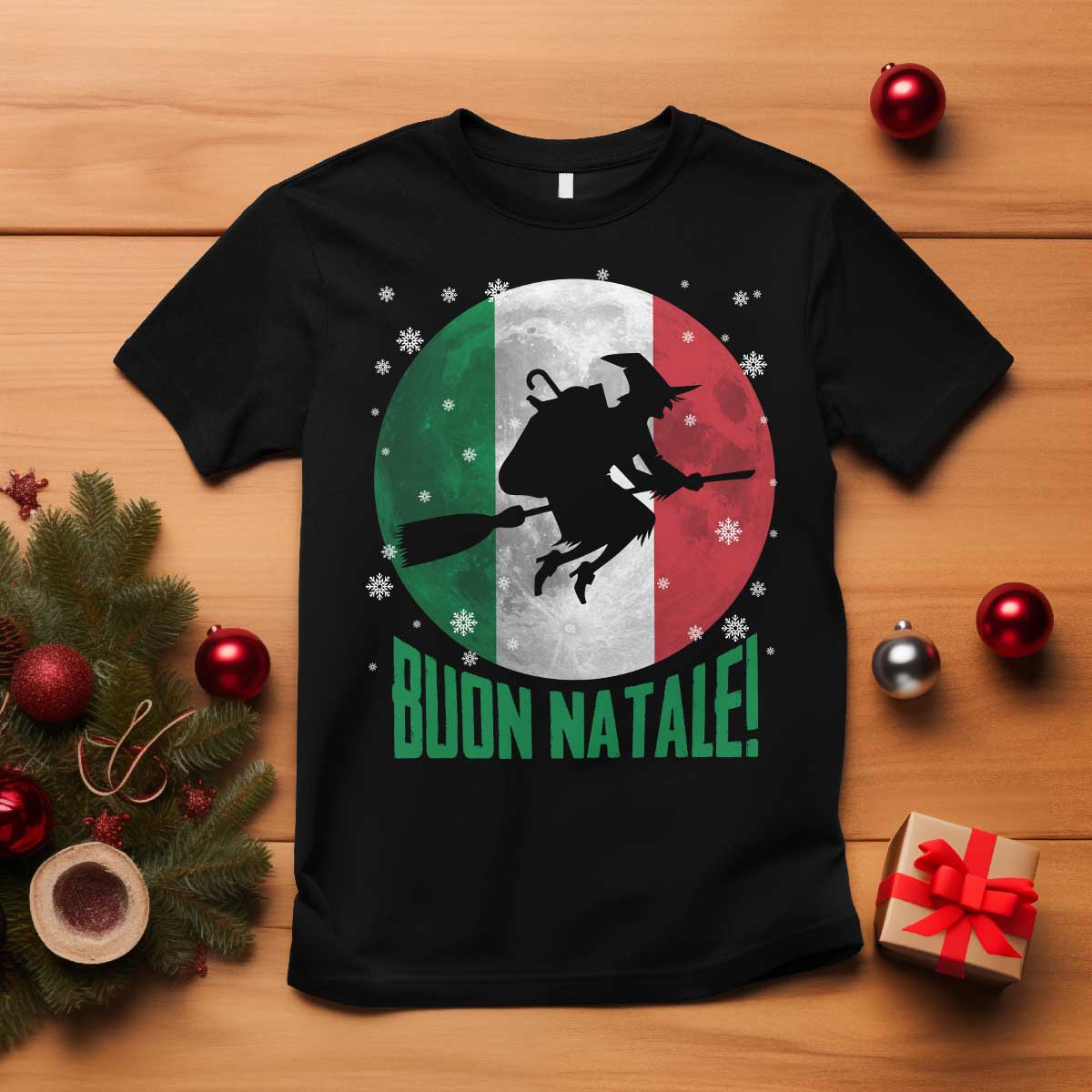 Buon Natale Italian Christmas T Shirt La Befana Italian Folklore Witch TS11 Black Print Your Wear