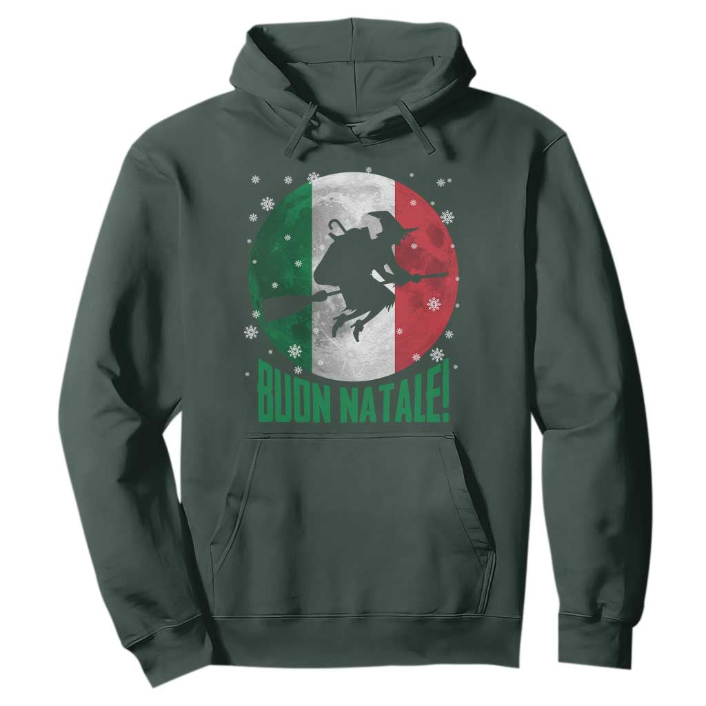 Buon Natale Italian Christmas Hoodie La Befana Italian Folklore Witch TS11 Dark Forest Green Print Your Wear