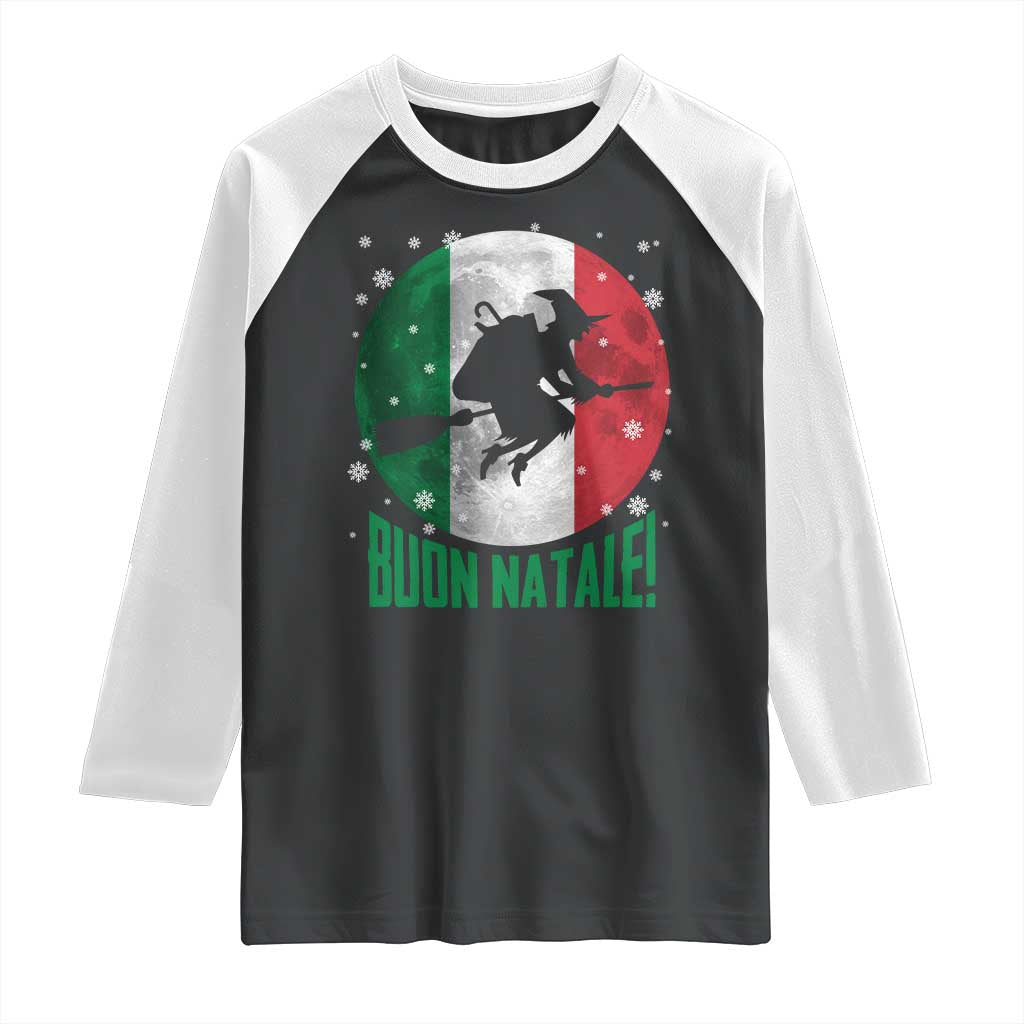 Buon Natale Italian Christmas Raglan Shirt La Befana Italian Folklore Witch TS11 Black White Print Your Wear