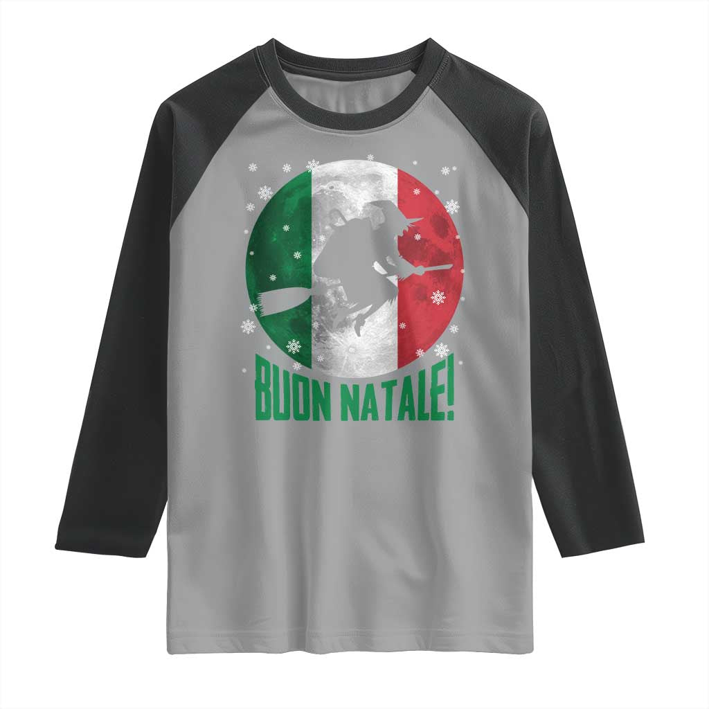 Buon Natale Italian Christmas Raglan Shirt La Befana Italian Folklore Witch TS11 Sport Gray Black Print Your Wear