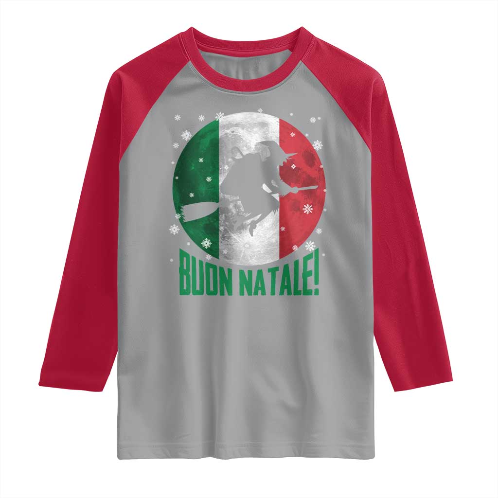Buon Natale Italian Christmas Raglan Shirt La Befana Italian Folklore Witch TS11 Sport Gray Red Print Your Wear