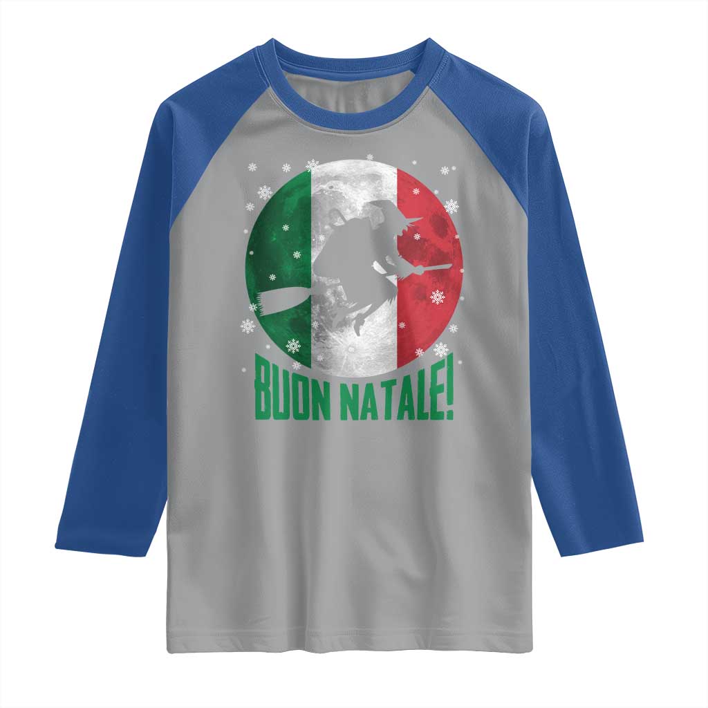Buon Natale Italian Christmas Raglan Shirt La Befana Italian Folklore Witch TS11 Sport Gray Royal Print Your Wear