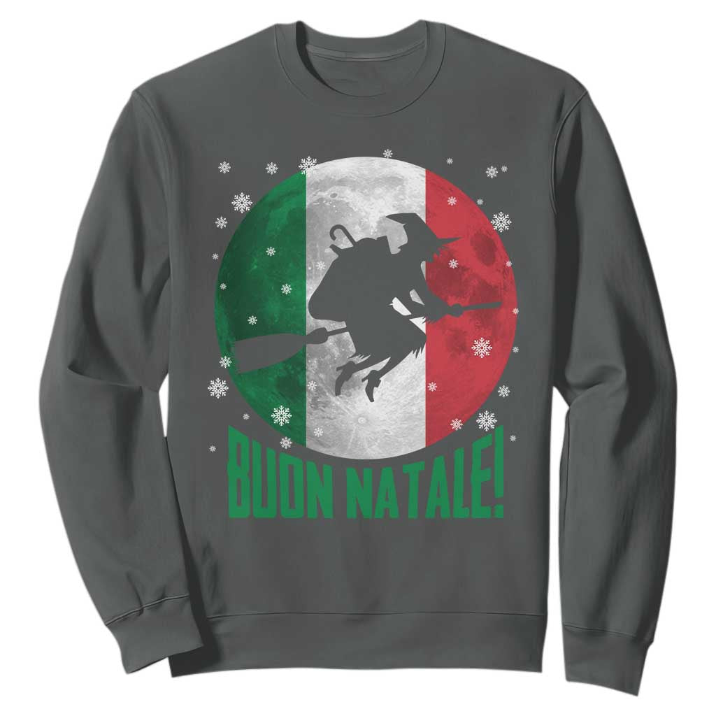 Buon Natale Italian Christmas Sweatshirt La Befana Italian Folklore Witch TS11 Dark Heather Print Your Wear