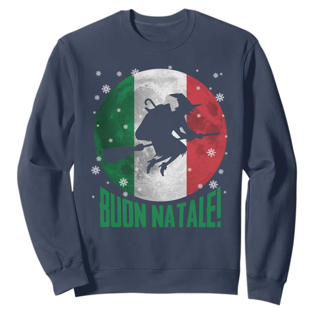 Buon Natale Italian Christmas Sweatshirt La Befana Italian Folklore Witch TS11 Navy Print Your Wear