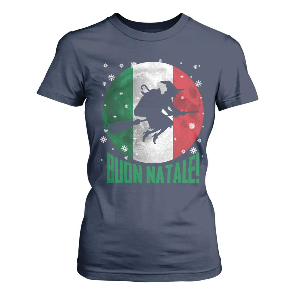 Buon Natale Italian Christmas T Shirt For Women La Befana Italian Folklore Witch TS11 Navy Print Your Wear