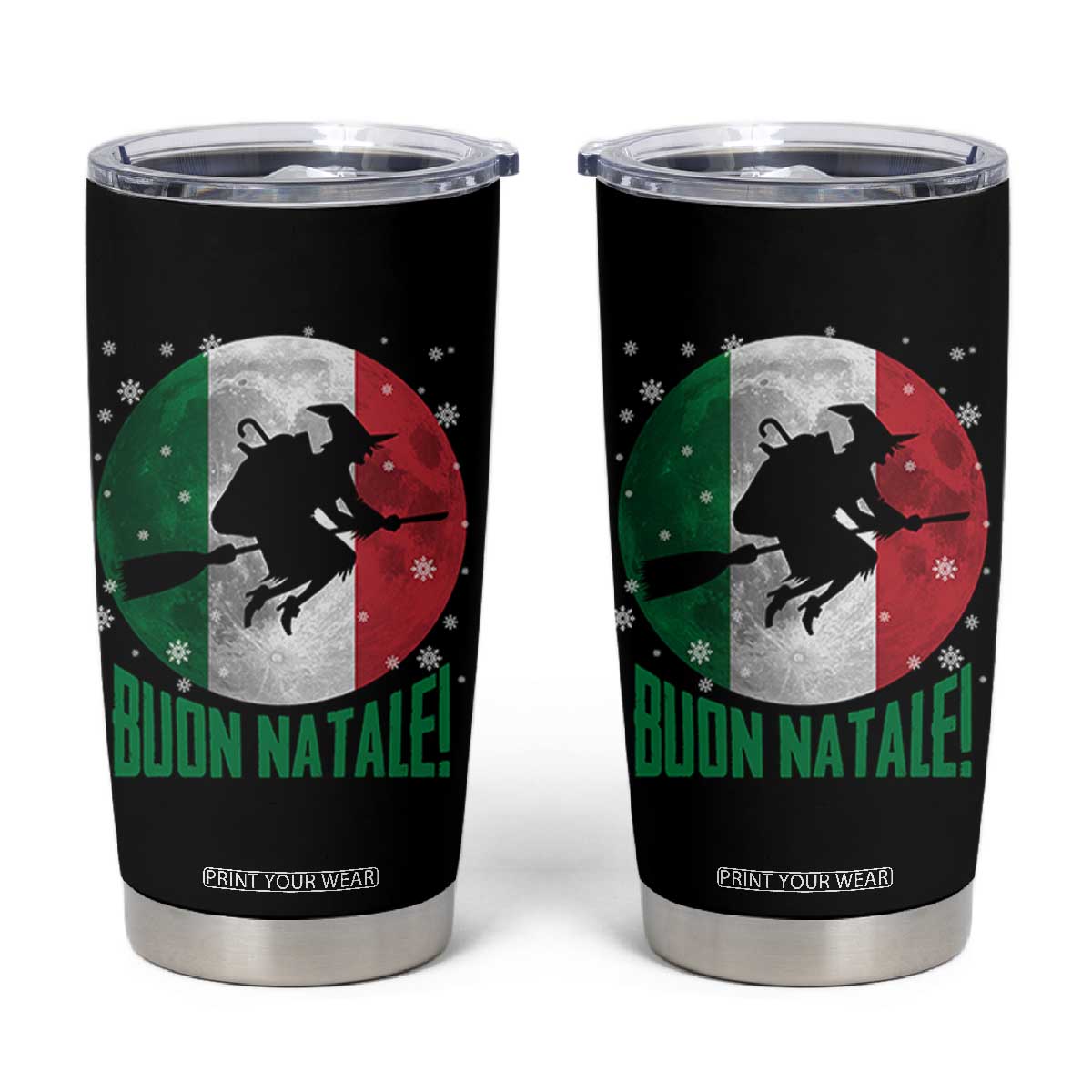 Buon Natale Italian Christmas Tumbler Cup La Befana Italian Folklore Witch TS11 Black Print Your Wear