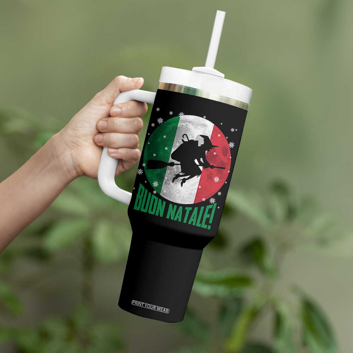 Buon Natale Italian Christmas Tumbler With Handle La Befana Italian Folklore Witch TS11 Print Your Wear