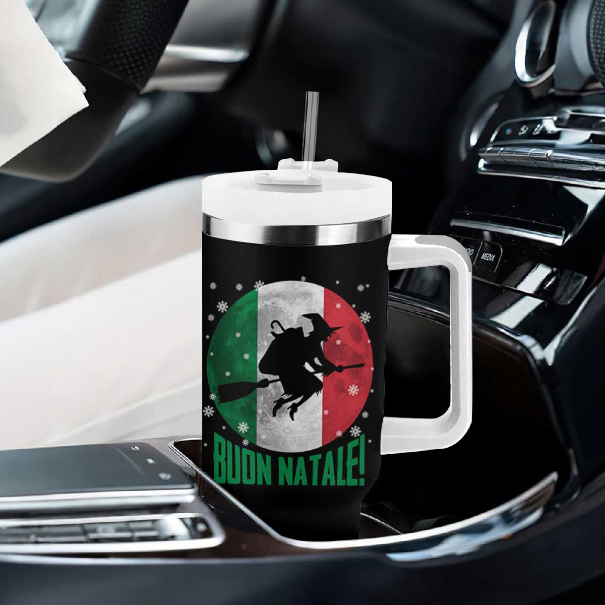 Buon Natale Italian Christmas Tumbler With Handle La Befana Italian Folklore Witch TS11 Print Your Wear
