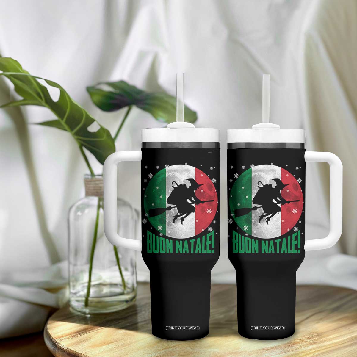 Buon Natale Italian Christmas Tumbler With Handle La Befana Italian Folklore Witch TS11 Print Your Wear