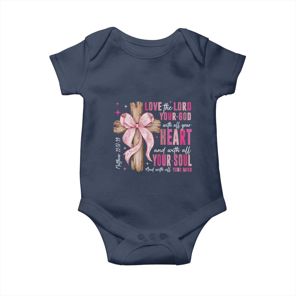 Christian Religious God Baby Onesie Love The Lord Your God With All Your Heart Bible Valentine's Day TS11 Navy Print Your Wear